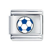 Colorev White & Blue Football  Italian Charm - Compatable with all 9mm Italian Style Charm Bracelets