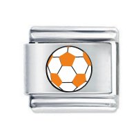 Colorev White & Orange Football  Italian Charm - Compatable with all 9mm Italian Style Charm Bracelets