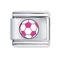 Colorev White & Pink Football Italian Charm - Compatable with all 9mm Italian Style Charm Bracelets