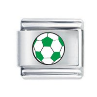 Colorev White & Green Football  Italian Charm - Compatable with all 9mm Italian Style Charm Bracelets