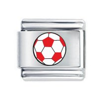 Colorev White & Red Football  Italian Charm - Compatable with all 9mm Italian Style Charm Bracelets