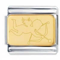 Gold Valentine Cupid Traditionally Engraved Stainless Steel