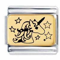 Unicorn with Stars etched Charm available in 18k, Rose Gold or Silver Finish.
