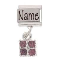 Personalised FEBRUARY Birthstone Dangle Name & Date Charm