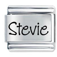 Stevie Etched name Italian Charm