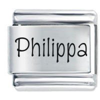 Philippa Etched name Italian Charm