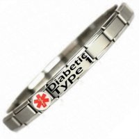 Red Symbol Diabetic Type 1 Medical ID Alert Bracelet - One size