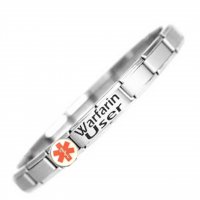 Red Symbol Warfarin User Medical ID Alert Bracelet - One size fi