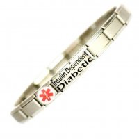 Red Symbol Insulin Dependant Diabetic Medical ID Alert Bracelet