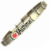 Red Medical Symbol Asthma Medical ID Alert Bracelet - One size f
