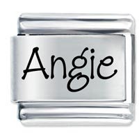 Angie  Etched Name Italian Charm