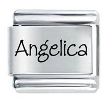 Angelica Etched Name Italian Charm