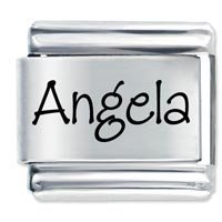 Angela Etched Name Italian Charm