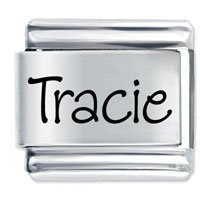 Tracie Etched name Italian Charm