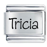 Tricia Etched name Italian Charm