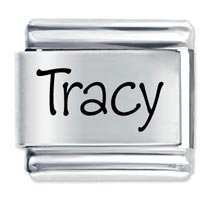 Tracy Etched name Italian Charm