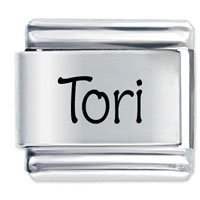 Tori Etched name Italian Charm