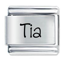 Tia Etched name Italian Charm
