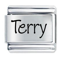 Terry Etched name Italian Charm