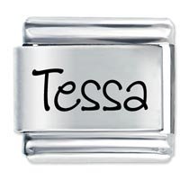 Tessa Etched name Italian Charm