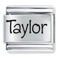 Taylor Etched name Italian Charm
