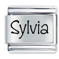 Sylvia Etched name Italian Charm