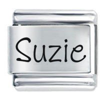 Suzie Etched name Italian Charm
