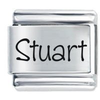 Stuart Etched Name Italian Charm