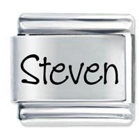 Steven Etched name Italian Charm