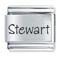 Stewart Etched name Italian Charm
