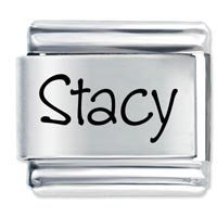 Stacy Etched name Italian Charm