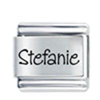 Stefanie Etched Name Italian Charm