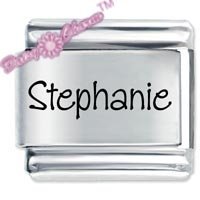 Stephanie Etched name Italian Charm