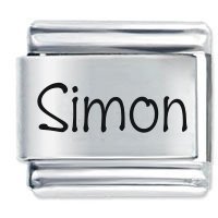 Simon Etched name Italian Charm