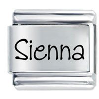 Sienna Etched name Italian Charm