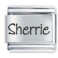 Sherrie Etched name Italian Charm