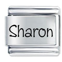 Sharon Etched name Italian Charm