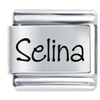 Selina Etched name Italian Charm
