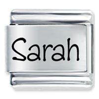 Sarah Etched name Italian Charm