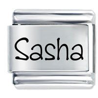 Sasha Etched Name Italian Charm