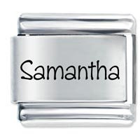Samantha Etched name Italian Charm