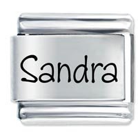 Sandra Etched name Italian Charm