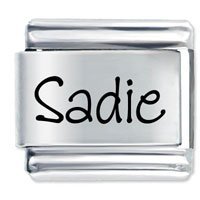 Sadie Etched name Italian Charm