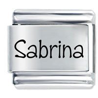 Sabrina Etched name Italian Charm