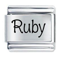 Ruby Etched Name Italian Charm
