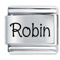 Robin Etched name Italian Charm