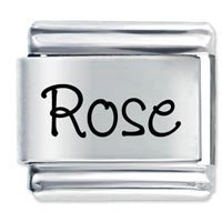 Rose Etched name Italian Charm
