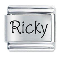 Ricky Etched name Italian Charm