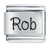 Rob Etched name Italian Charm