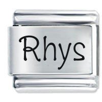 Rhys Etched name Italian Charm